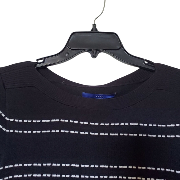 APT.9 Women's Black and White Striped Short Slv Sweater Top Lightweight Size PXL - Picture 4 of 7